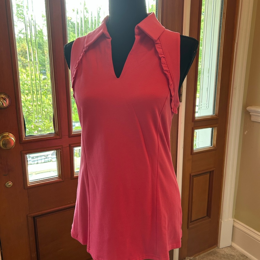 Aryeh Pink Ruffled Polo TankTop